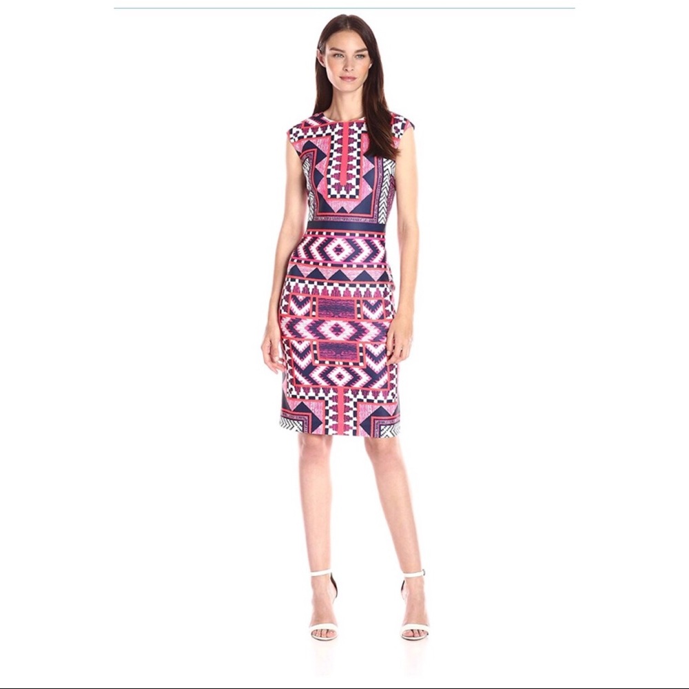 Vince Camuto Geometric Printed Bodycon Dress Sz 4